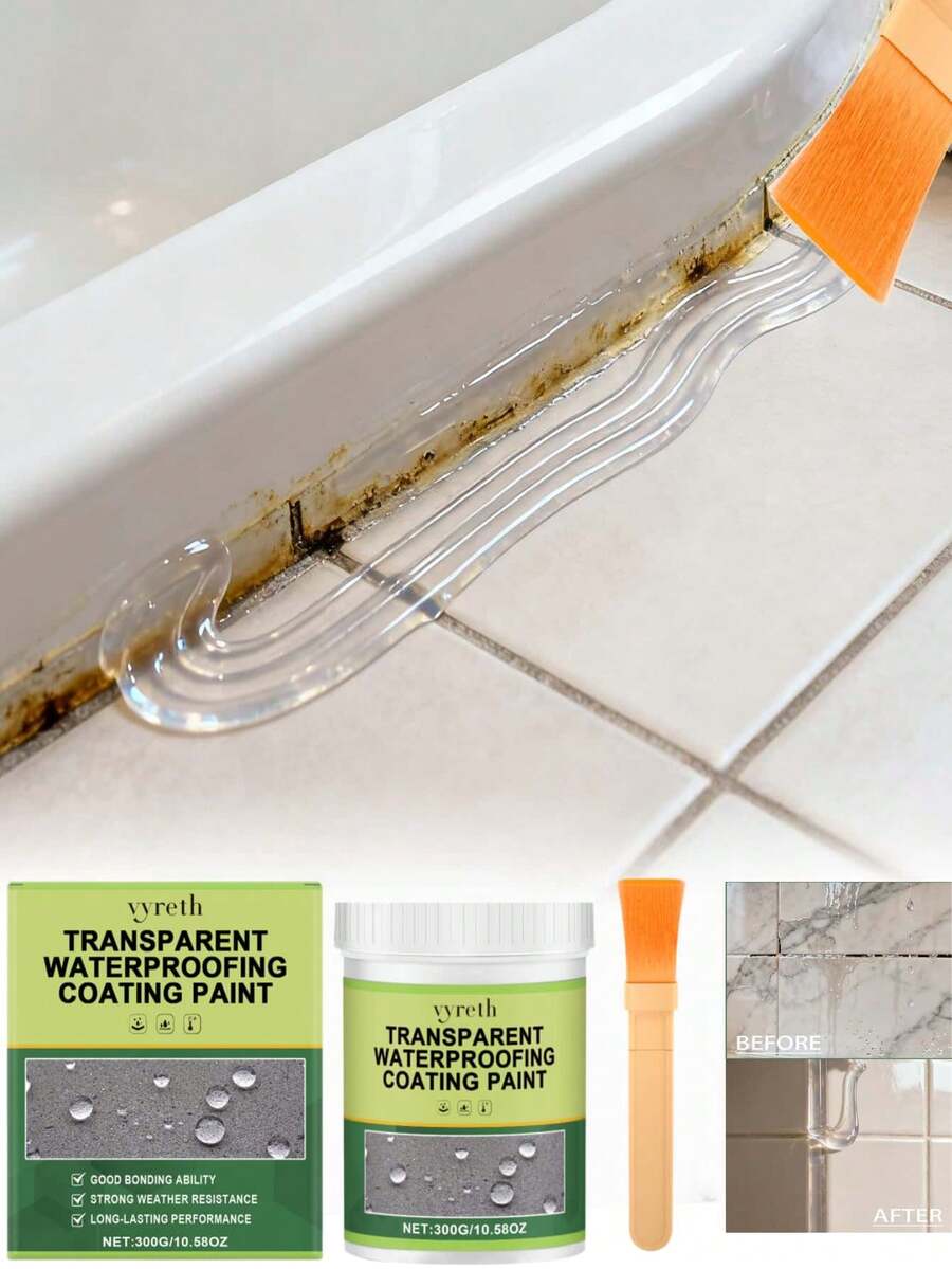 300g Super Strong Invisible Waterproofing Agent, High-Strength Waterproof Glue, Quick-Drying, Excellent Weather Resistance, Transparent Waterproof Coating Glue For Bathroom Tile, Floor Tile Repair, Waterproofing And Leakage Prevention, Tile Repair