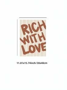 1pc Frameless Bold Brown Typography 'Rich With Love' Neutral Stripe Background Minimalist Wall Art Canvas Poster - Inspirational Quote Print For Bedroom, Dorm, Apartment, Living Room,Classroom, Prints For Wall, Vintage Decor & Best Gift Choice - Word - View 13