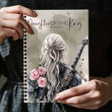 1pc Bible Verse Spiral Notebook Daughter Of The King - Inspirational Christian Scripture Journal For Women, Daily Prayer Gift, Bible Study Supplies For Note Taking, Fantasy Art Design With Armor And Roses - C - View 1