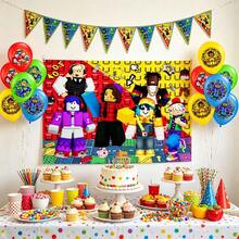 Roblox 23PCS Party Decoration Background Decor, 1Set/12PCS Triangle Flags Birthday And Graduation Party Gift Balloons. Suitable For Thanksgiving, Halloween And Christmas Events Suitable For Celebration, Party And Unique Venues - Roblo Boy Combination - View 4