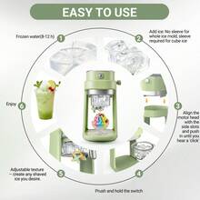Electric Shaved Ice Machine, Stainless Steel Blades-Easily Make DIY Smoothies With Fruit And Jam. Perfect For Summer Gatherings And Parties. - Mint Green - View 5