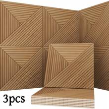 1/3 piezas Paneles acústicos de fibra de poliéster con grano de madera 3D, paneles absorbentes de sonido autoadhesivos, pegatinas decorativas de rejilla para pared, paneles de fácil instalación, adecuados para estudio de grabación/oficina en casa y sala de estar - A - Ver 11