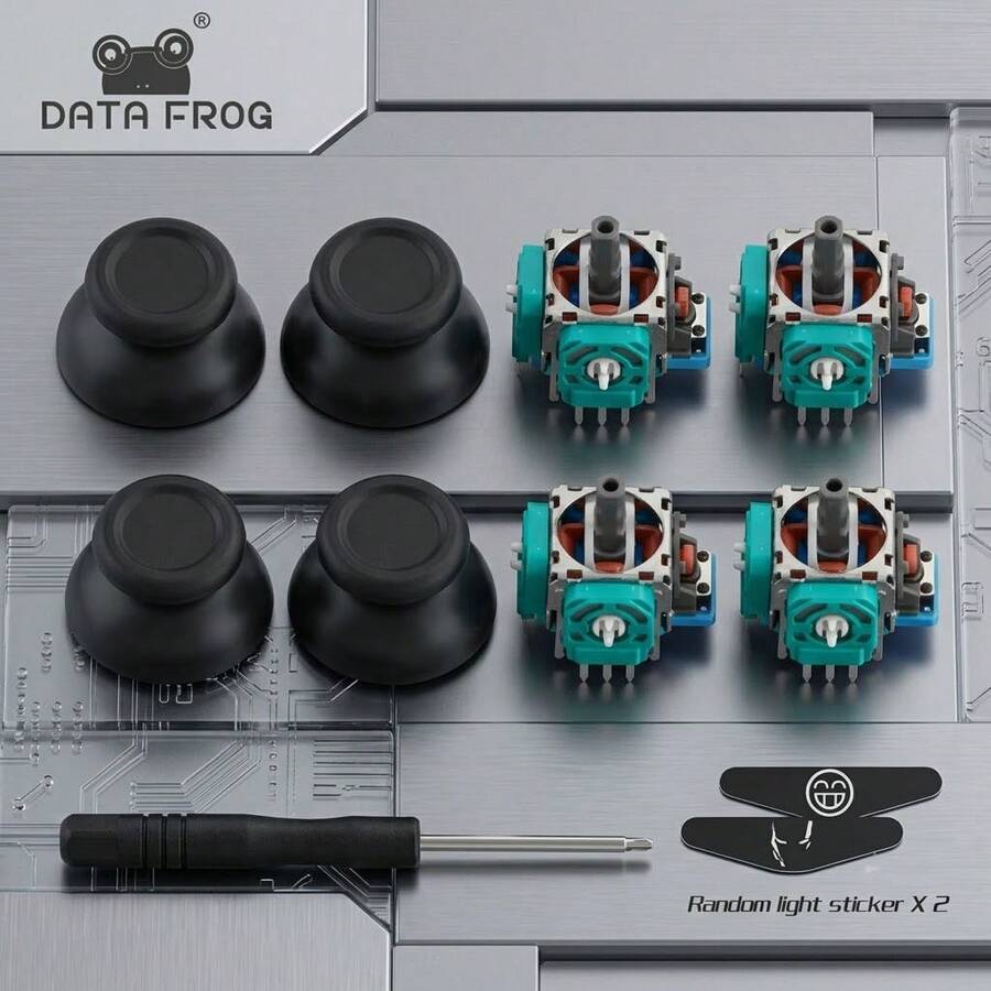 DATA FROG Compatible With PS 4liquid Leakage Repair Joystick Assembly Including 3D Joystick Anti Slip Joystick Cap Black Screwdriver Light Sticker Handle Repair And Replacement Parts Kit - View 1