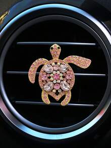 1 pieza/2 piezas Decoración de Tortuga Marina de Aleación con Cristales de Colores para Rejilla de Ventilación del Coche, Accesorios de Decoración para Salida de Aire del Interior del Coche, Ornamento del Interior del Coche - A - Ver 5