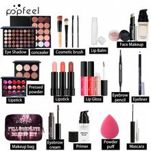 Popfeel 全方位彩妝套裝，含眼影、口紅、唇彩與全臉化妝品，持久且適合初學者，附便攜收納包，適用日常與旅行 - 棕色 - 查看 2