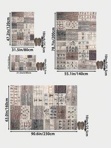 1 pieza Alfombra de patchwork multicolor para sala de estar, adecuada para cocina, comedor, dormitorio, decoración de habitación festiva, interior/exterior, oficina, vestíbulo, felpudo antideslizante, alfombra de baño, pasillo, área de estudio y juegos - Multicolor - Ver 4