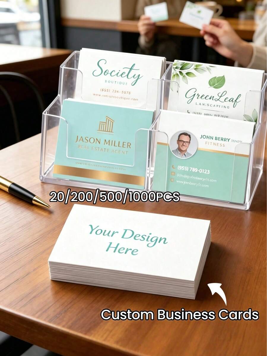20/200/500/1000張客製化名片,個性化全彩Logo/照片/設計卡片印刷,適用於小企業、辦公室、公司行銷識別卡、貿易展覽公司廣告材料、父親節、特殊場合 - 彩色 - 查看 1