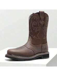 Men's Waterproof Steel Toe Work Boots – Ideal For Construction - Brown - View 7
