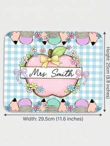 1pc Personalized Teacher Mouse Pad, Customized Name Non-Slip Rubber Base Desk Mat, Cute Pencil Bow Apple Pattern, Stain-Resistant, Unique Female Teacher Thank You Gift, Adorable School Theme Design, Suitable For Classroom, Workspace And Home Office - Multicolor - View 9