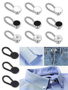 12pcs Men's Shirt Collar Tie Extender, Elastic Button Extender Suitable For Dress Shirts, Ties And Men's Dress Shirts Half Size Neck Extender, Men's Novelty Buttons, Cuff Extender - Multicolor - View 1