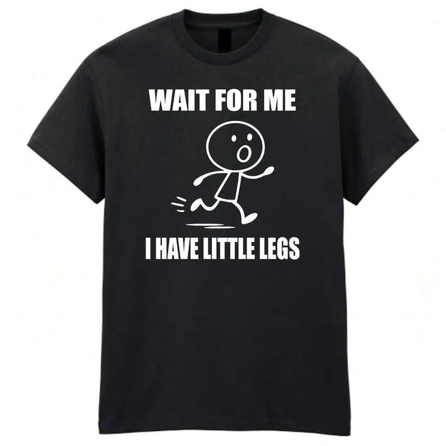 Original Women's T-Shirt With A Little Cartoon Character And Humorous Lettering On The Short Legs. And Sarcastic Style, Perfect As A Fun Gift. - 黑色 - 查看 1