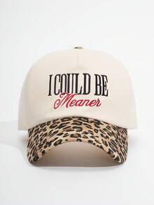 1 pièce Casquette de camionneur pour femmes I COULD BE MEANER, Casquette de baseball avec broderie de lettres personnalisées, Casquette de mode de rue à 5 panneaux, Casquette décontractée de protection solaire pour l'extérieur, Voyage printemps/automne, Vacances à la plage - Multicolore - Voir 2