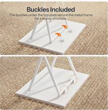 2 Set Folding Side Tables Industrial Metal Frame Rustic Brown TV Tray Table For Eating Laptop Coffee Sofa End Table Small Space Living Room - White - View 8