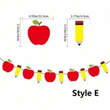 Back To School Welcome Banner Set, Colorful Apple Pencil Flag Garland, First Day Of School Classroom Wall Decor Teacher Party Supplies - Multicolor - View 11