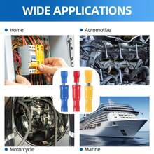 CHENXEE 80/160pcs Bullet Male & Female Connectors, Fully Insulated PVC Quick Wire Crimp Terminals, Suitable For Cars, Boats, Industrial Equipment, Marine, Trucks, Motorcycles, 22-10 AWG Wire Gauge, Red Yellow Blue Set - MPD,FRD - View 7