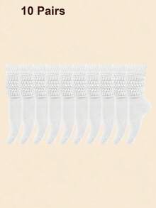 1/3/4/5/6/8/10 pares de calcetines slouch de burbuja multicolor para mujer, cómodos, clásicos, estilo europeo, hasta la rodilla, casuales, ajustados a media pantorrilla - Blanco - Ver 6
