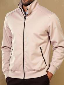 Latest Release Bomber Jacket With Zipper For Men - 米色 - 查看 1