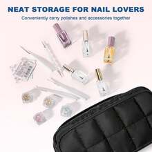 LUXJA Bolsa organizadora de esmalte de uñas, Black, Inflado, acolchado - Negro - Ver 4