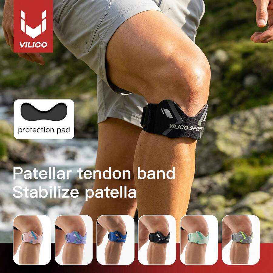 Vilico 1pc Sports Patella Knee Strap, Unisex Knee Support, Suitable For Running, Basketball, Cycling, Fitness And Daily Sports Patella Stabilization Strap