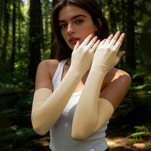 1 Pair Ice Silk Four-Finger Sun Protection Arm Sleeves, Women's Summer Breathable Cooling Sleeves For Outdoor Cycling - Multicolor - View 3