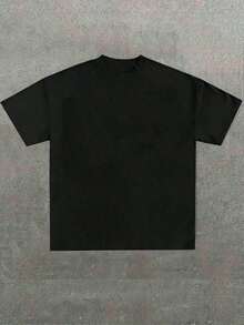 2026 Men's Loose-Fit T-Shirt With Splash Pattern, Crew Neck, Short Sleeve, Streetwear, Summer T-Shirt - 黑色 - 查看 4