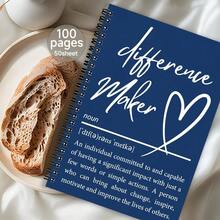 1pc Spiral Notebook Journal, Diary - Humorous Notebook, Great Present For Him/Her, Ideal Gift For Friends - Heart Design Journal For Making A Difference - J - View 3