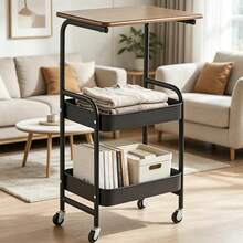 LEO IRIS Three Layer Rolling Cart, Multifunctional Metal Storage Rack, Snack Rack, Durable Steel Frame, Portable Wheels, Suitable For Home Kitchen Use, Storage And Organization Rolling Cart. - View 6