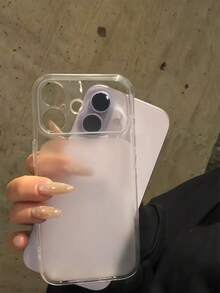 Minimalist Style Transparent Glossy Camera Protection Phone Case, Matte Transparent Back Panel, Compatible With IPhone 17 ProMax, 17Pro, 17, 16 ProMax, 15, 14, 13 Pro Max - Clear - View 4