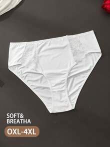 3pcs/Pack Plus Size Women White Lace Panties - White - View 3