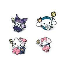 1 pieza Broche de insignia de metal de gato dulce y suave con diseño de dibujos animados, accesorio de bolso de aleación - Multicolor - Ver 8