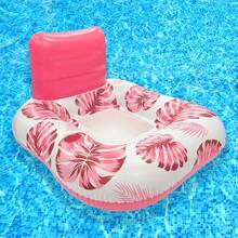 1pc Leaf Pattern Inflatable Pool Float, Leisure Floating Chair With Cup Holder, Suitable For Adult Pool Parties In Summer, Summer Swimming Floating Seat, Portable Foldable Durable Swimming Pool Accessory, Pool Lounge Chair Floating Raft, Perfect For Swimming Pool, Lake, Beach Party - Multicolor - View 12
