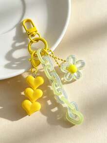 1pc INS Floral Chain Keychain Pendant Accessory, Creative Fresh Style Key Chain Bag Charm, Gift For Sisters And Besties, Birthday Gift, Mother's Day Gift - Multicolor - View 7