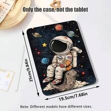 1個翻蓋式桌上型保護殼，附筆槽，太空人、行星與星星圖案，360度旋轉支架，內建筆槽，PU皮革保護殼附支架，自動休眠/喚醒功能，適用於Honor 8/9/10、Honor X8/X8A/X9/X8Pro/X9Pro/X9A/V8 Pro/GT 11.5吋及其他機型 - 彩色 - 查看 3