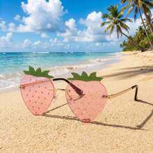 1 pieza Gafas de moda novedosas con diseño de fresa para mujeres, estilo lindo de Y2K, adecuado para fiestas, vacaciones, San Valentín, en colores rojo, verde, azul, morado, verde claro, amarillo, rosa claro para verano, playa, vacaciones, exterior, viaje - Forma de fresa - Ver 23