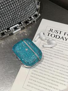 1pc High-End Luxurious Bling Bling Rhinestone Earphone Protective Case, Girly Full Rhinestone Design, Anti-Drop Anti-Loss, Suitable For AirPods Series Bluetooth Earphone Protective Shell - Blue - View 6