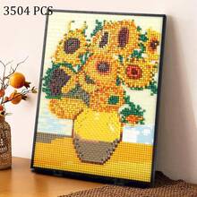 Pixel Art Painting Building Blocks Set, Galaxy MOC Assembly Model Kit, Pixel Sunflower Painting Frame Building Blocks Set, World Famous Paintings Series Building Blocks Set, Creative DIY Home Office Wall Decor, Mini Building Blocks Collectible Toy - Multicolor - View 13