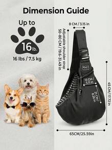 PETSIN 16磅/7.5公斤容量可调节肩带宠物背包，适合小型犬猫，透气可折叠旅行包，适用于泰迪犬、博美犬、小猫等。 - 彩色 - 查看 5