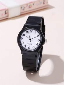 2pcs/Set Fashion Digital Face Quartz Student Watch + Bracelet - Black - View 3