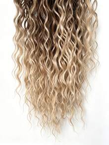 24 Inch Dark Brown Deep Wave Clip-In Ponytail Hair Extension - Heat Resistant Synthetic Fiber, Natural Curly Hair Styling Accessory, Suitable For Women's Daily Use, Daily Hairstyle Styling Accessory, Voluminous Curly Heat Resistant Fiber Wig - Brown Ombre - View 7