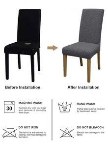 4PCS/6PCS Solid Color Jacquard Chair Covers, Polyester Elastic Dining Chair Covers, Home Decor Hotel Banquet Restaurant Chair Protection Covers - Grey - View 6