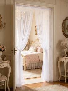 1pc White Pearl Door Curtain, Bedroom Door Curtain, Party Backdrop, Birthday Banner, Flag, Wall Decor Backdrop, Room Decoration, Baby Shower Supplies, Crib Curtain, Baby Shower, Bridal Shower, Wedding Arch Fabric, Girl Birthday Gift, Party Gift, 1st Birthday, Home Decor, Living Room Decor - White Pearl - View 6