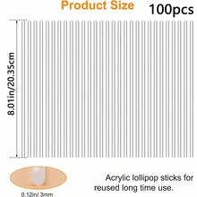 50/100pcs Acrylic Lollipop Sticks, Multi-Functional For Cake Baking, Candy & Dessert, Garden Plant Potting Support, Suitable For Wedding, Halloween, Christmas, Birthday Party - Transparent - View 15