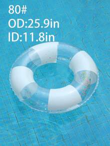 Macaron Color Block Transparent Sequin Swim Ring, Optional Handle, Adult Inflatable Pool Float, Suitable For Beach Swimming - Multicolor - View 13