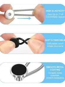 12pcs Men's Shirt Collar Tie Extender, Elastic Button Extender Suitable For Dress Shirts, Ties And Men's Dress Shirts Half Size Neck Extender, Men's Novelty Buttons, Cuff Extender - Multicolor - View 4