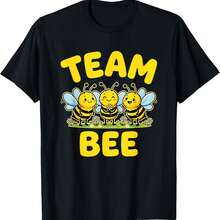 Team Bee Cute Bees Funny Matching Group Design T-Shirt - Black - View 1