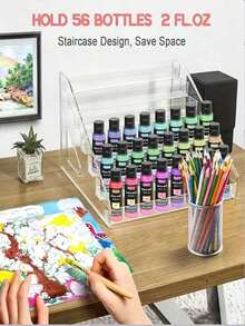 Vowcarol 3/5/7 Tier Transparent Acrylic Paint Storage Rack - Transparent Trapezoid Display Stand Suitable For Handicrafts And Art Supplies Storage. Lipstick. Perfume. Cosmetics. Display Stand. Multi-Functional - Multicolor - View 8
