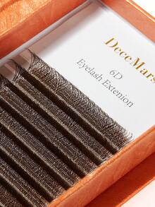 DeceMars 6D W Shaped Eyelashes Extensions C D Dd L M Curl 0.07mm Brown 12 Rows One Tray - View 6