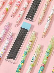 4件組 (3支+1盒) / 0.5mm 自動鉛筆 - 學生文具禮品組，學生獎勵，迷人設計，適用於學生、學校、辦公室和教育寫作 (隨機款式) - 返校季，返校必備文具收納禮盒組，桌面配件，學習組織必需品，返校季禮物，返校季，文具用品，辦公用品 - 彩色 - 查看 2