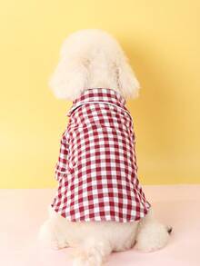 Red And White Plaid Lightweight Breathable Comfortable Pet Home Wear, Suitable For Small Dogs Year-Round (Non-Stretch Fabric, Recommend Buying 1-2 Sizes Larger; Medium And Large Dogs Please Choose Carefully) - Red - View 11