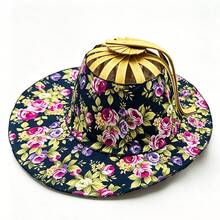 Topi Matahari Lipat 2-in-1 dengan Kipas Genggam, Topi Matahari Portabel dengan Tali Pengikat Terintegrasi, Topi Matahari Anyaman Bambu Motif Bunga untuk Wanita - Topi Kipas Lipat 2-in-1 - View 17